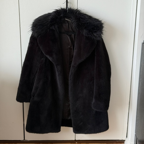 Diane Von Furstenberg Black Faux Fur Coat